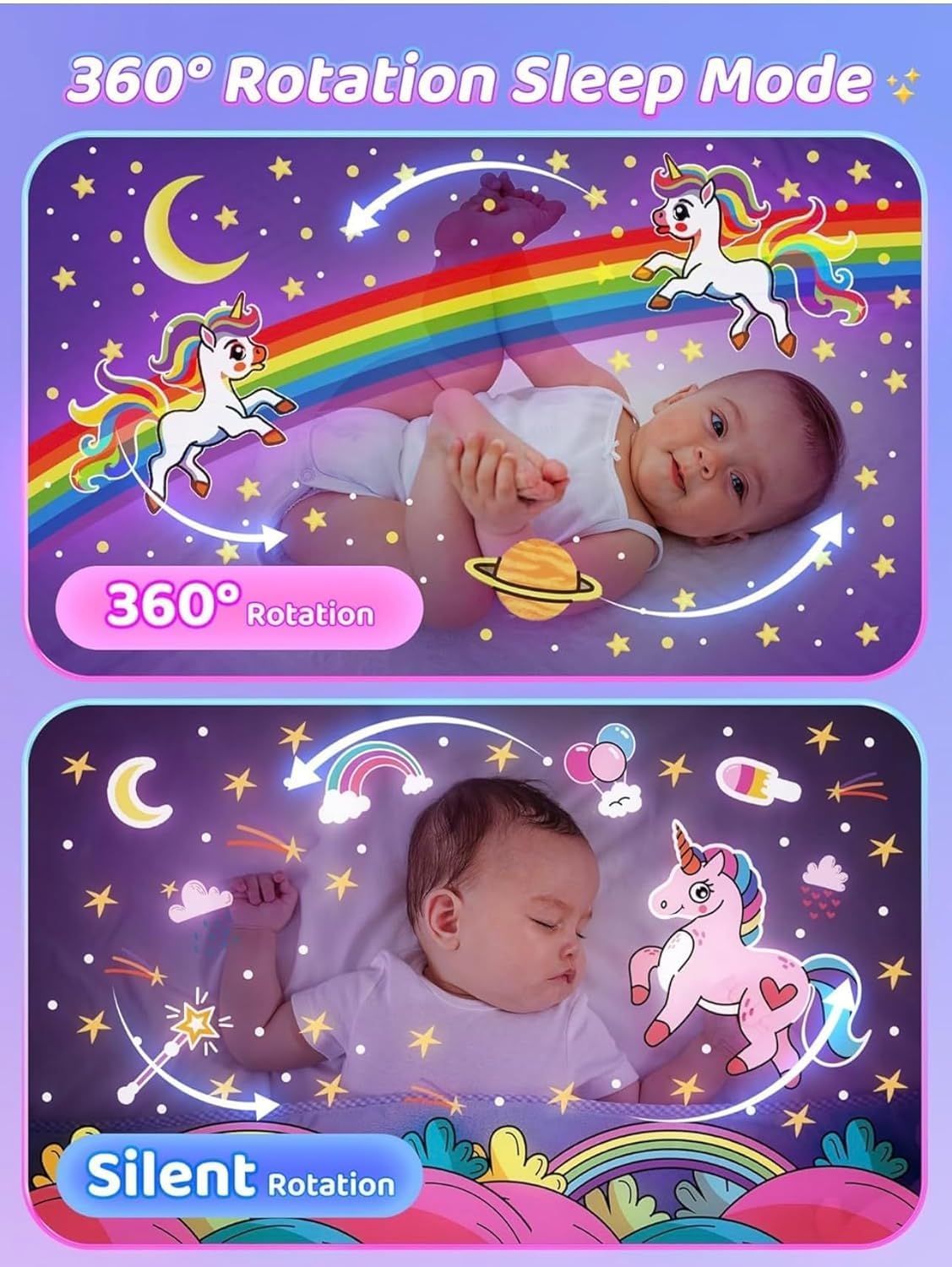 Rabbit Sky Projector for Kids – 360° Rotating Lamp with 6 Films